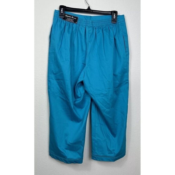 Alfred Dunner Teal Classic Twill Pull On Capri w Lace Inset Bottom Size 8 - Picture 3 of 9